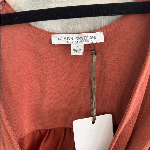 GREEN ENVELOPE Soft Touch Burnt Orange Wrap Bodysuit NWT Size Large - Picture 3 of 7